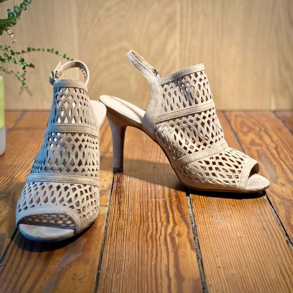 Contemporary Heeled Sandals, Perforated Pattern